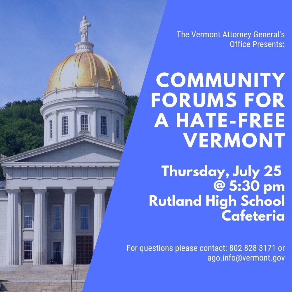 Community Forums for a Hate-Free Vermont