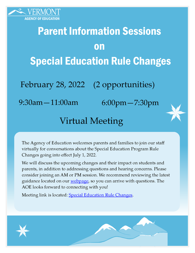 Parent Information Sessions