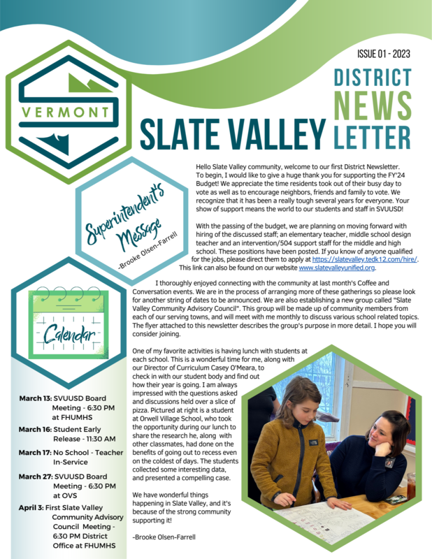 Slate Valley District Newsletter